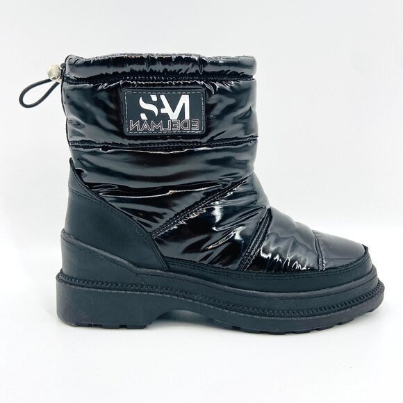 SAM EDELMAN Carlton Black Patent Leather Snow Boots Size 6